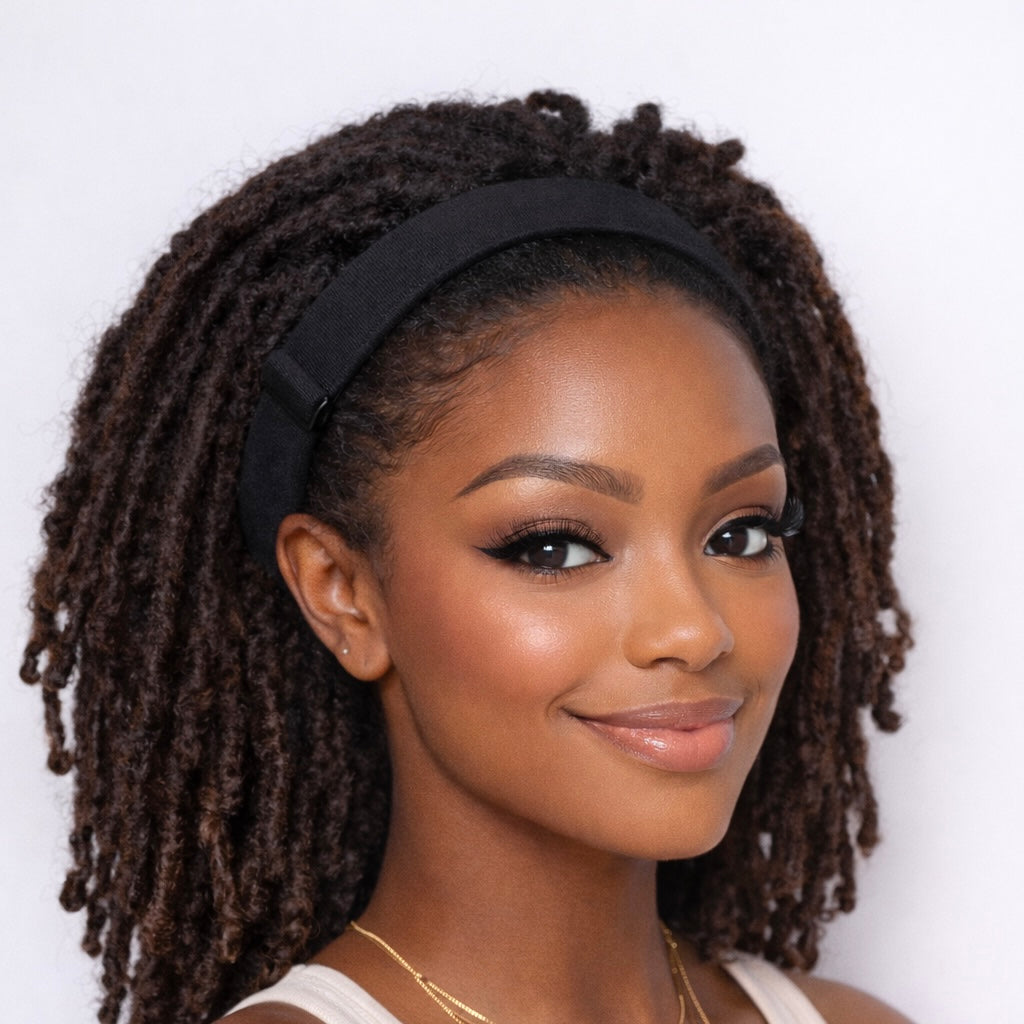Black Adaptiband Headbands for Natural Hair - Adjustable 15 to 30 inches Non Slip Head Bands - Perfect Headband for Natural Hair Adjust To Fit 4C, Curly Hair, Locs, Sisterlocks, Afro Hairstyles.
