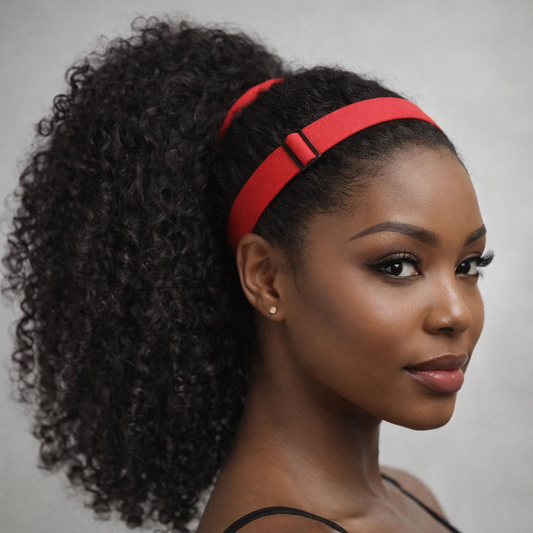 Red Adaptiband Headbands for Natural Hair - Adjustable 15 to 30 inches Non Slip Head Bands - Perfect Headband for Natural Hair Adjust To Fit 4C, Curly Hair, Locs, Sisterlocks, Afro Hairstyles