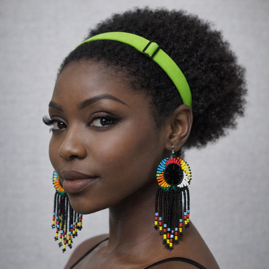 Beaded Black DreamCatcher Earrings