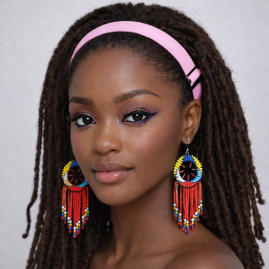 Beaded Red DreamCatcher Earrings