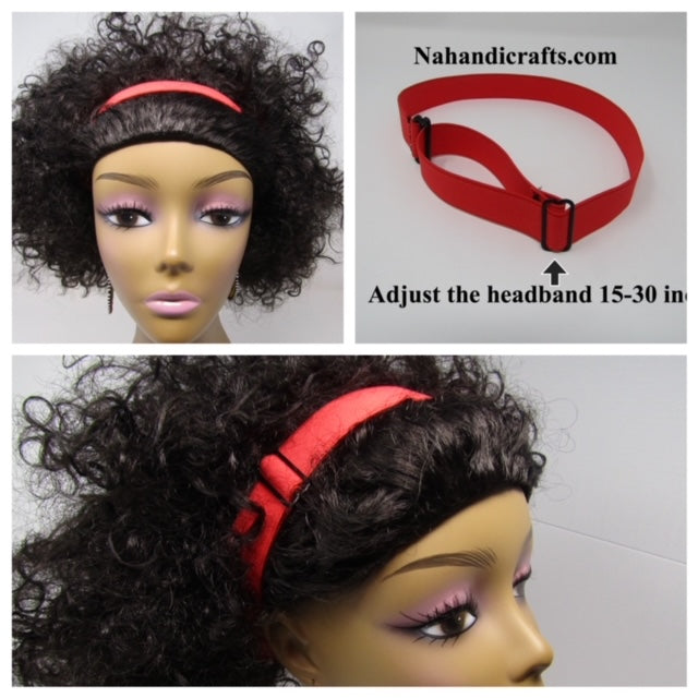 Red Adaptiband Headbands for Natural Hair - Adjustable 15 to 30 inches Non Slip Head Bands - Perfect Headband for Natural Hair Adjust To Fit 4C, Curly Hair, Locs, Sisterlocks, Afro Hairstyles
