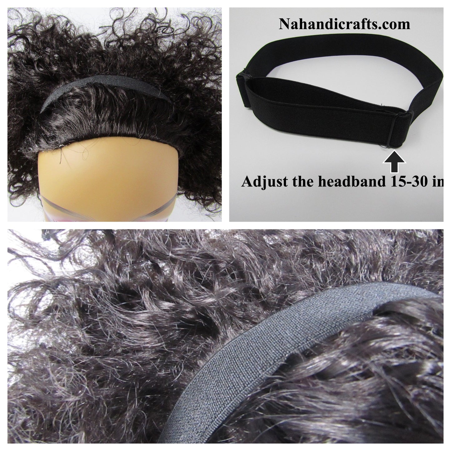 Black Adaptiband Headbands for Natural Hair - Adjustable 15 to 30 inches Non Slip Head Bands - Perfect Headband for Natural Hair Adjust To Fit 4C, Curly Hair, Locs, Sisterlocks, Afro Hairstyles.